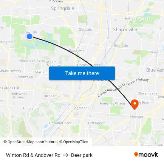 Winton Rd & Andover Rd to Deer park map