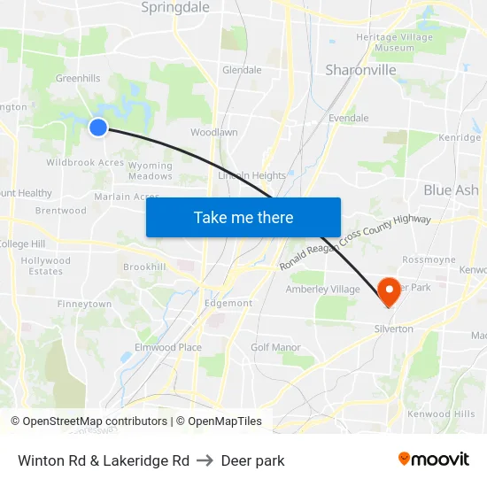 Winton Rd & Lakeridge Rd to Deer park map