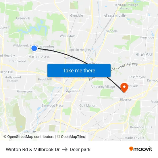 Winton Rd & Millbrook Dr to Deer park map