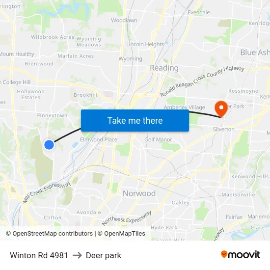 Winton Rd 4981 to Deer park map