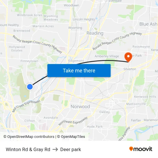 Winton Rd & Gray Rd to Deer park map