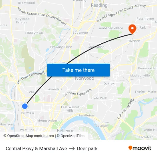 Central Pkwy & Marshall Ave to Deer park map