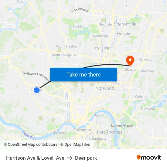 Harrison Ave & Lovell Ave to Deer park map