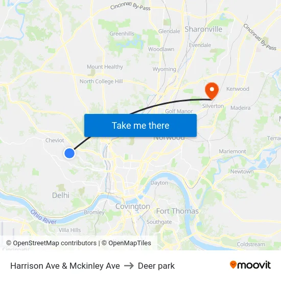 Harrison Ave & Mckinley Ave to Deer park map