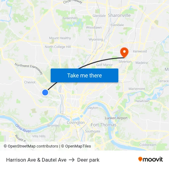 Harrison Ave & Dautel Ave to Deer park map