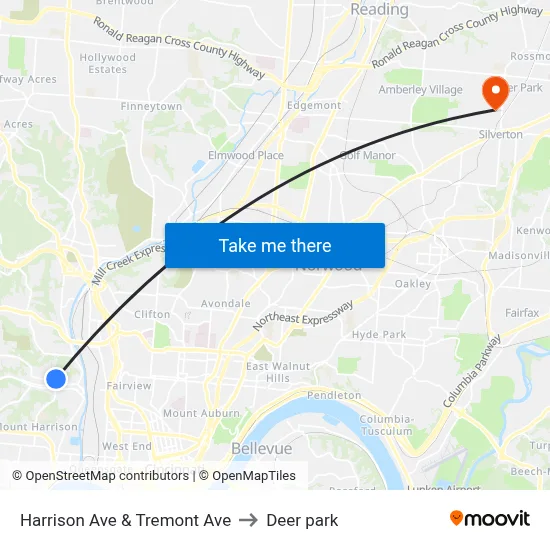 Harrison Ave & Tremont Ave to Deer park map