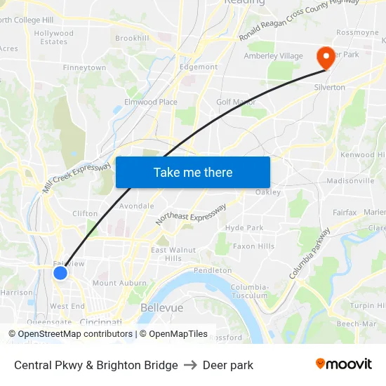 Central Pkwy & Brighton Bridge to Deer park map