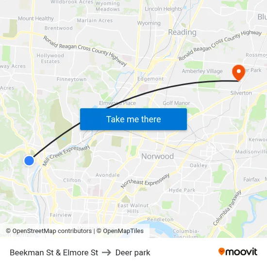 Beekman St & Elmore St to Deer park map