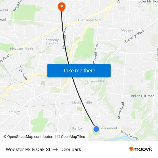 Wooster Pk & Oak St to Deer park map