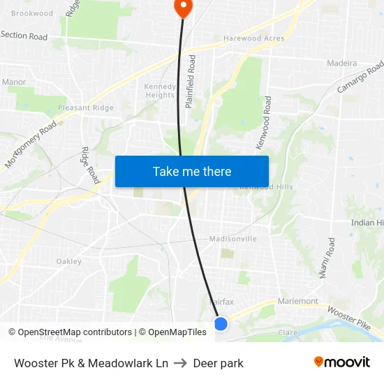 Wooster Pk & Meadowlark Ln to Deer park map