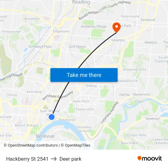 Hackberry St 2541 to Deer park map