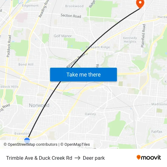 Trimble Ave & Duck Creek Rd to Deer park map
