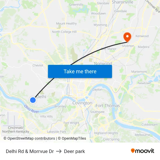 Delhi Rd & Morrvue Dr to Deer park map