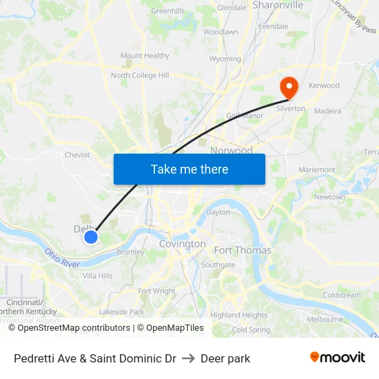 Pedretti Ave & Saint Dominic Dr to Deer park map