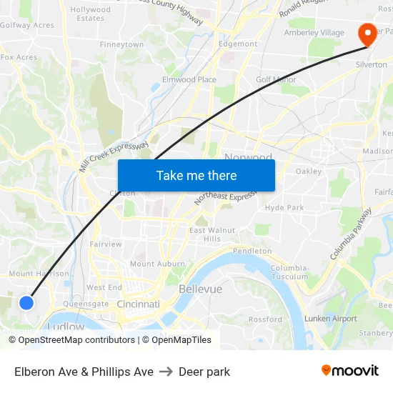 Elberon Ave & Phillips Ave to Deer park map