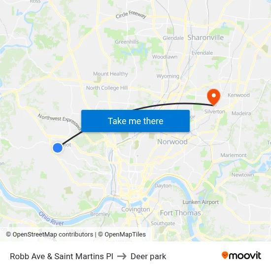 Robb Ave & Saint Martins Pl to Deer park map
