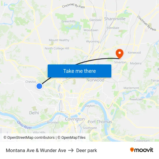 Montana Ave & Wunder Ave to Deer park map