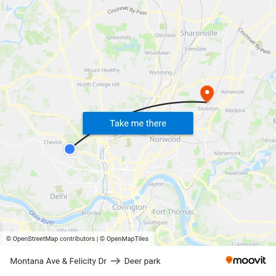 Montana Ave & Felicity Dr to Deer park map