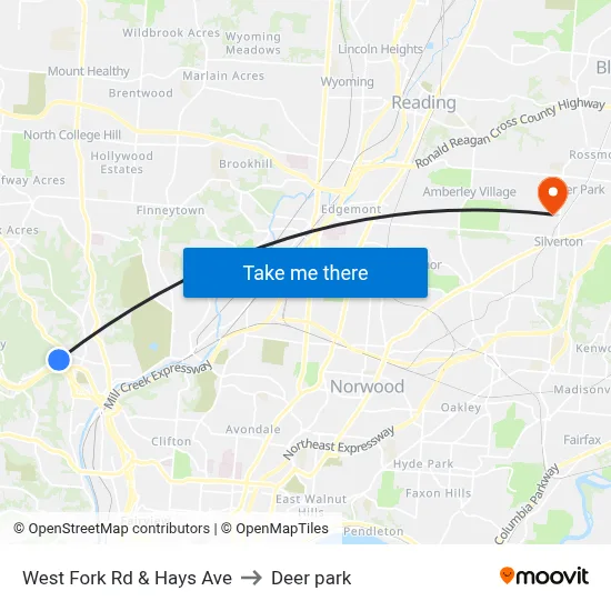 West Fork Rd & Hays Ave to Deer park map