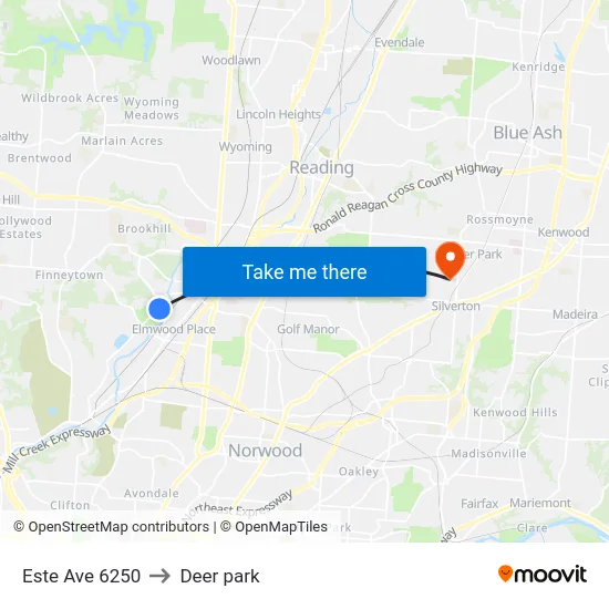 Este Ave 6250 to Deer park map