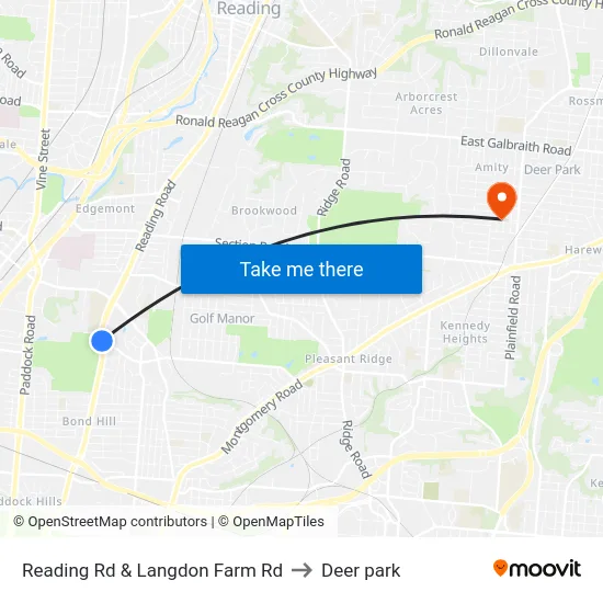 Reading Rd & Langdon Farm Rd to Deer park map