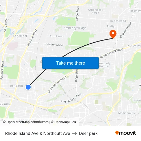 Rhode Island Ave & Northcutt Ave to Deer park map