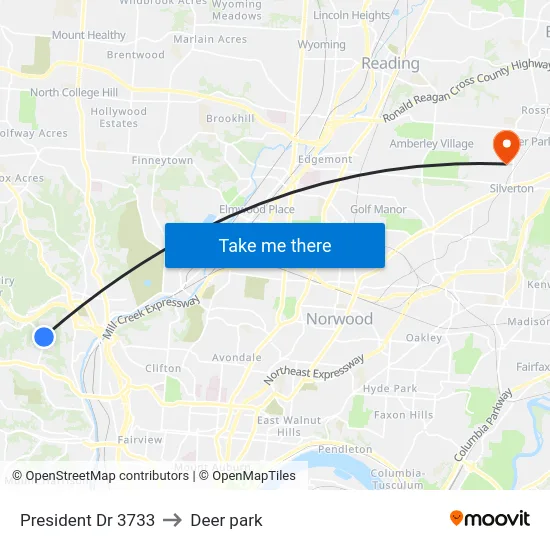 President Dr 3733 to Deer park map
