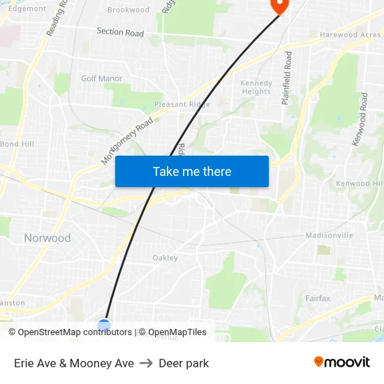 Erie Ave & Mooney Ave to Deer park map