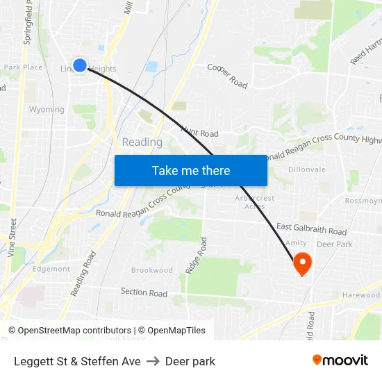 Leggett St & Steffen Ave to Deer park map
