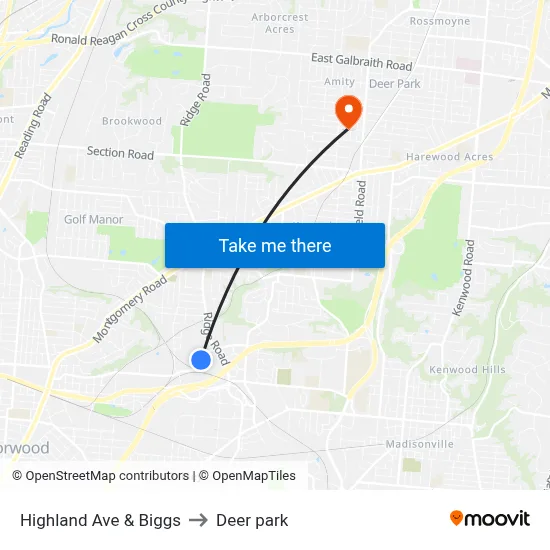 Highland Ave & Biggs to Deer park map