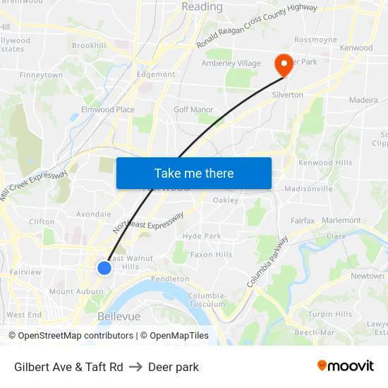 Gilbert Ave & Taft Rd to Deer park map