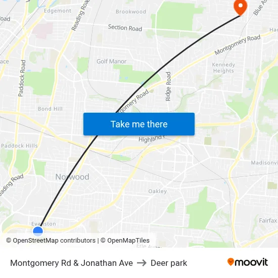 Montgomery Rd & Jonathan Ave to Deer park map