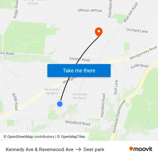 Kennedy Ave & Ravenwood Ave to Deer park map
