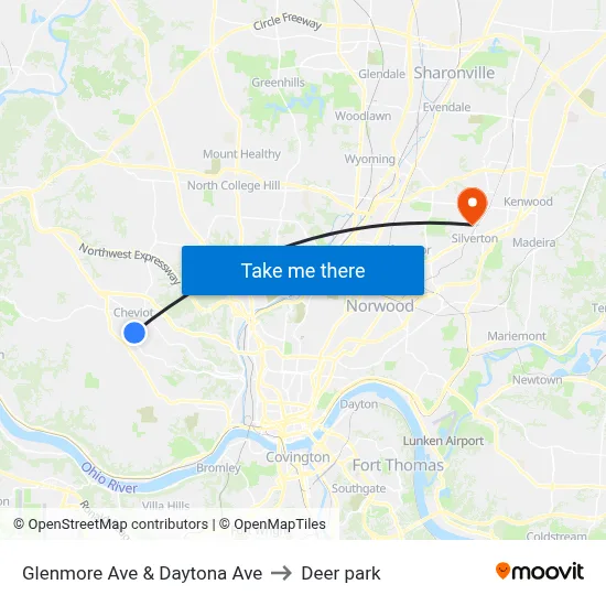 Glenmore Ave & Daytona Ave to Deer park map