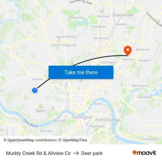 Muddy Creek Rd & Allview Cir to Deer park map