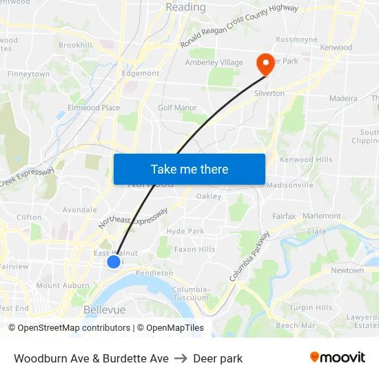 Woodburn Ave & Burdette Ave to Deer park map