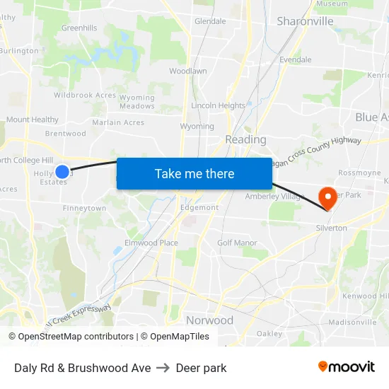 Daly Rd & Brushwood Ave to Deer park map