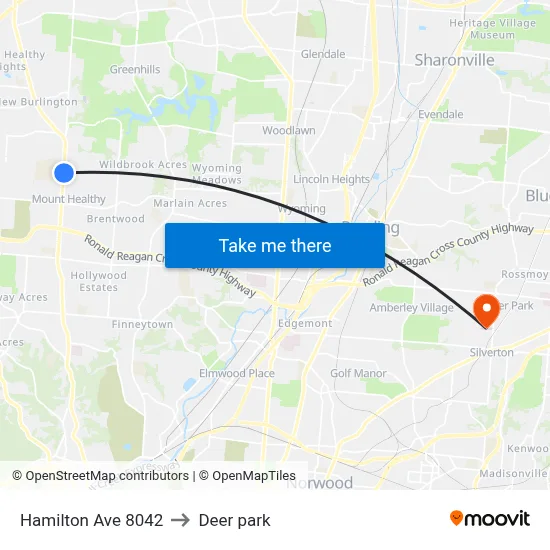 Hamilton Ave 8042 to Deer park map