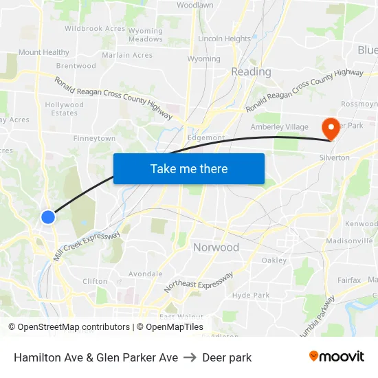 Hamilton Ave & Glen Parker Ave to Deer park map