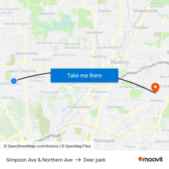 Simpson Ave & Northern Ave to Deer park map