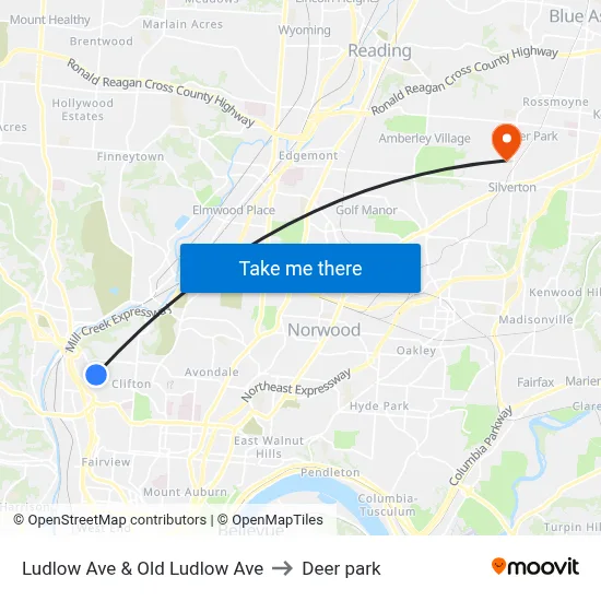 Ludlow Ave & Old Ludlow Ave to Deer park map