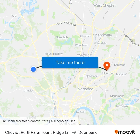 Cheviot Rd & Paramount Ridge Ln to Deer park map