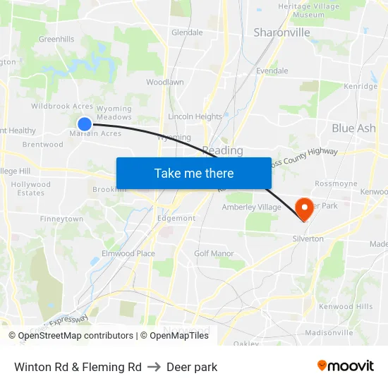 Winton Rd & Fleming Rd to Deer park map