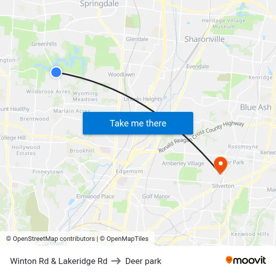 Winton Rd & Lakeridge Rd to Deer park map