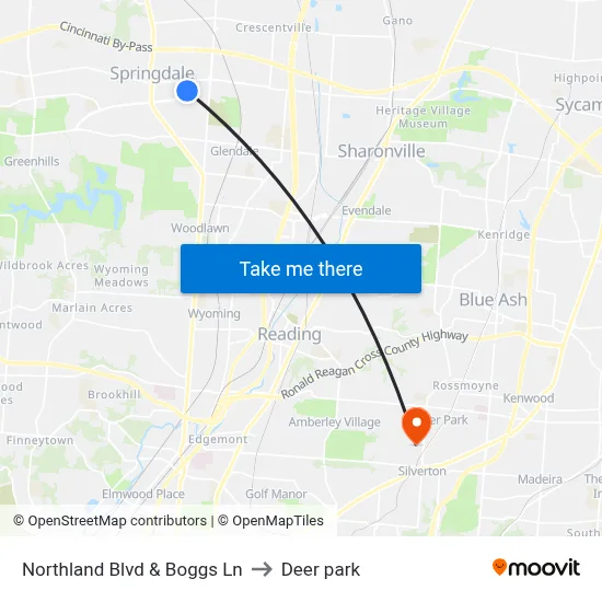 Northland Blvd & Boggs Ln to Deer park map