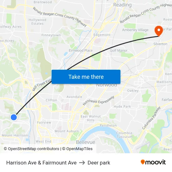 Harrison Ave & Fairmount Ave to Deer park map