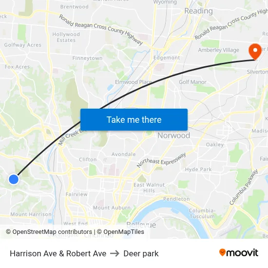 Harrison Ave & Robert Ave to Deer park map