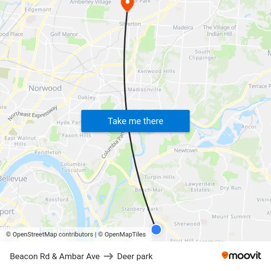 Beacon Rd & Ambar Ave to Deer park map