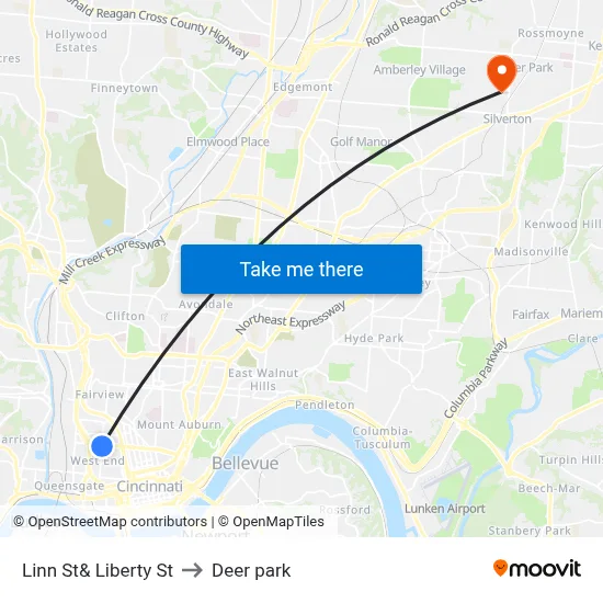Linn St& Liberty St to Deer park map