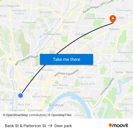 Bank St & Patterson St to Deer park map